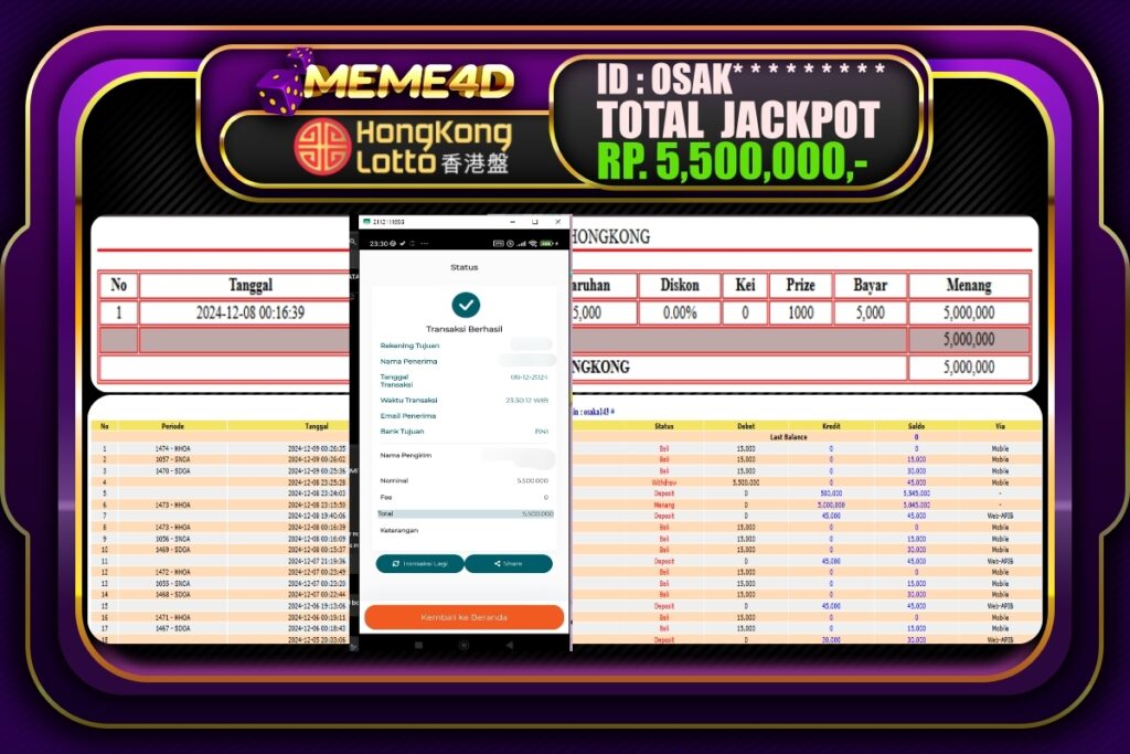 Bukti Jp MEME4D Togel Online 09 DESEMBER 2024