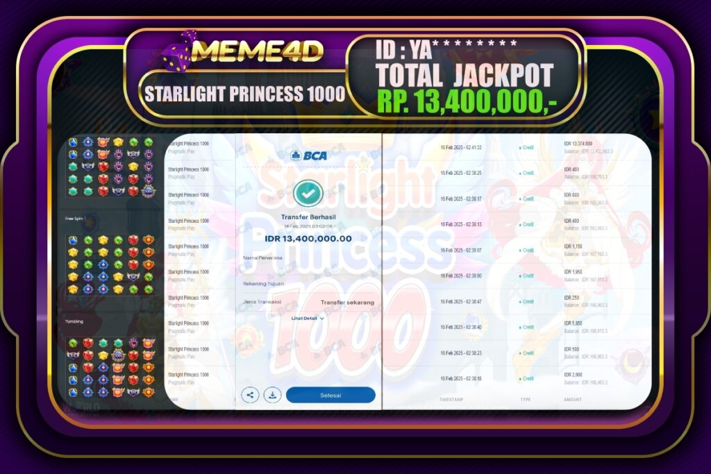 Bukti Jp MEME4D Slot Online 16 Februari 2025