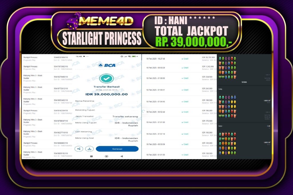 Bukti Jp MEME4D Slot Online 17 Februari 2025