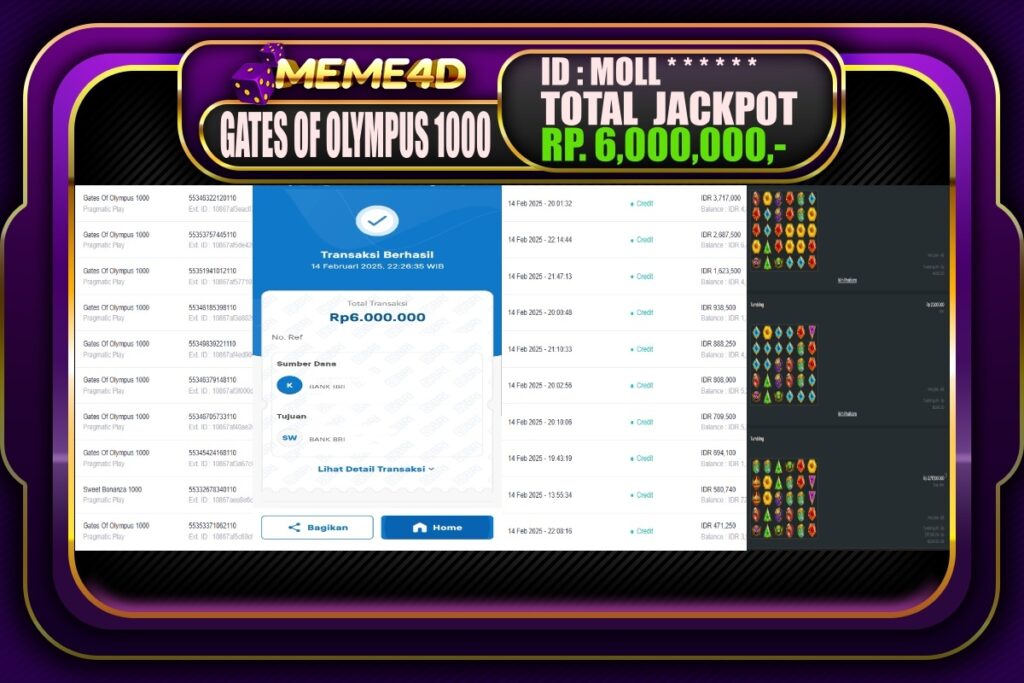 Bukti Jp MEME4D Slot Online 15 Februari 2025