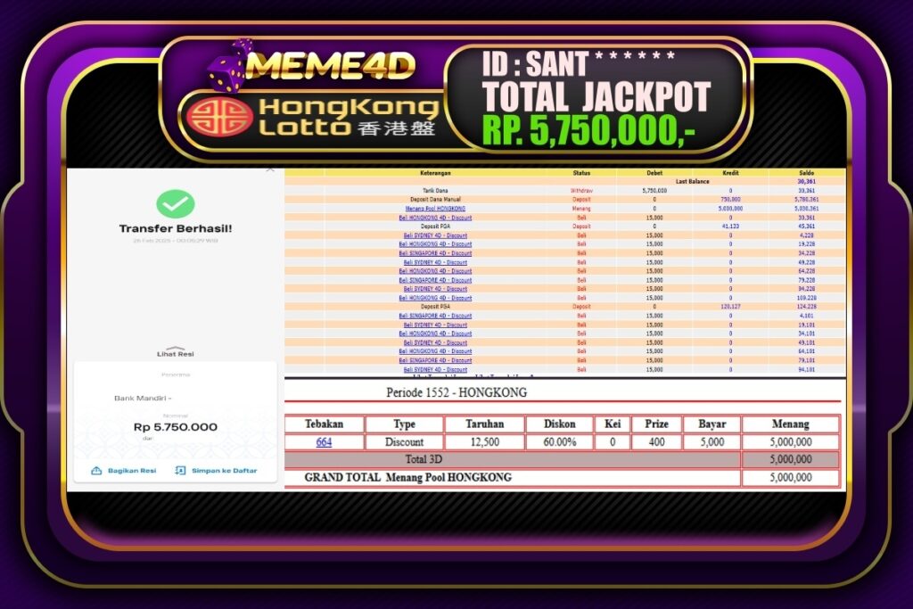 Bukti Jp MEME4D Togel Online 26 Februari 2025