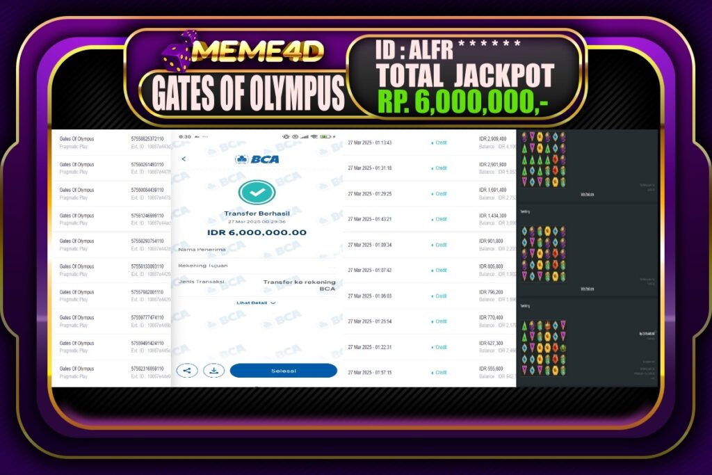 Bukti Jp MEME4D Slot Online 27 Maret 2025