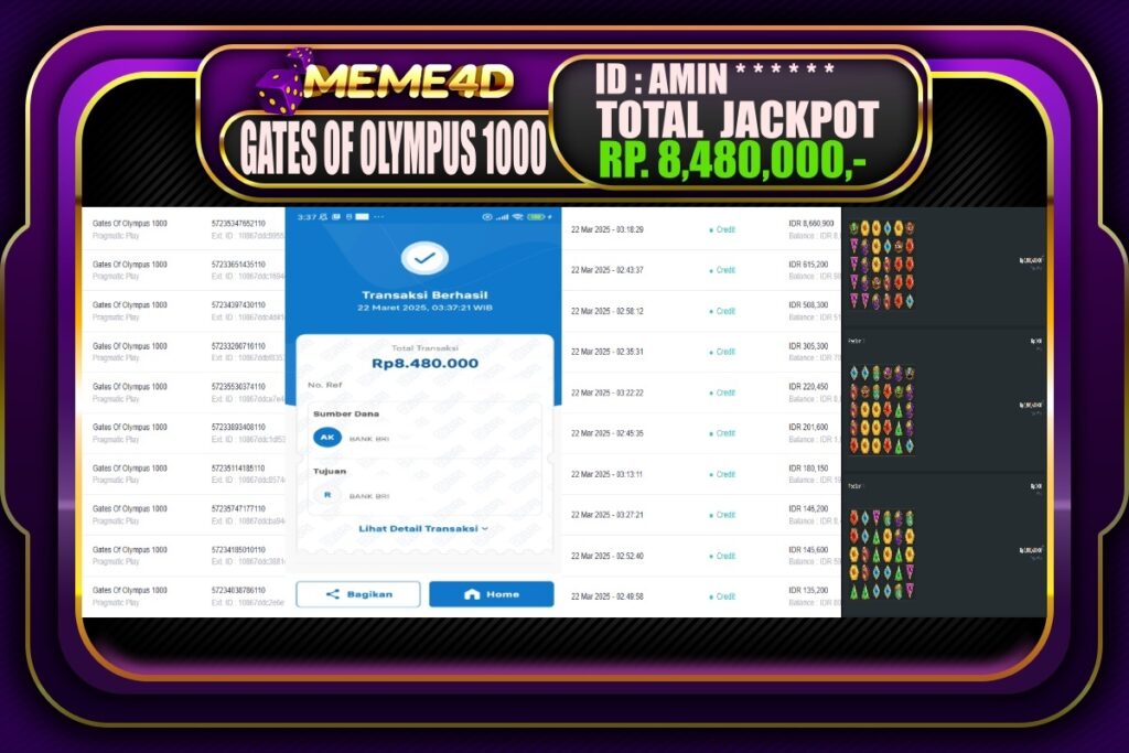 Bukti Jp MEME4D Slot Online 22 Maret 2025