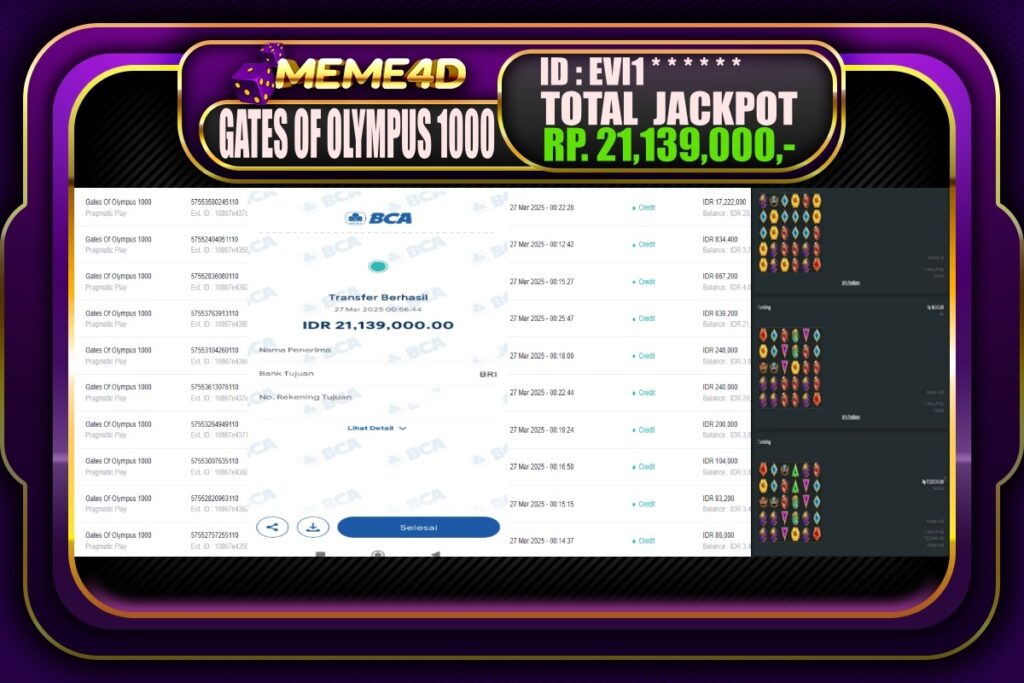 Bukti Jp MEME4D Slot Online 27 Maret 2025