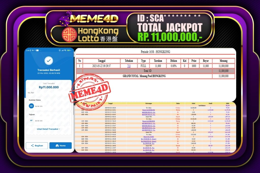 Bukti Jp MEME4D Togel Online 23 Mei 2025