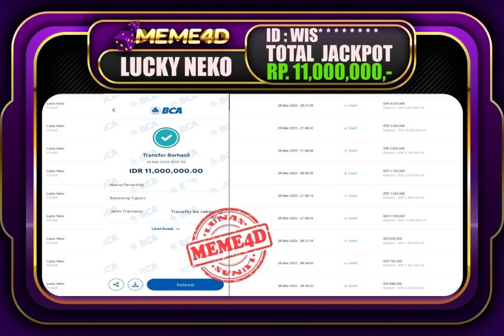 Bukti Jp MEME4D Slot Online 27 Mei 2025
