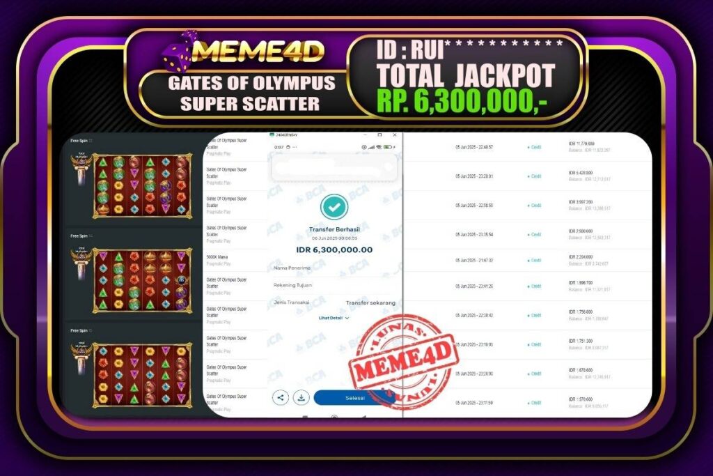 Bukti Jp MEME4D Slot Online 05 Juni 2025