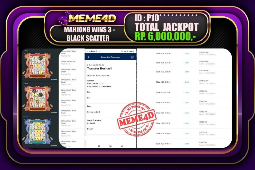 Bukti Jp MEME4D Slot Online 05 Juni 2025