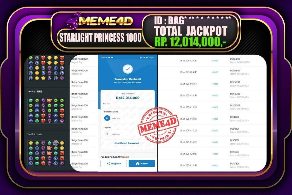 Bukti Jp MEME4D Slot Online 05 Juni 2025