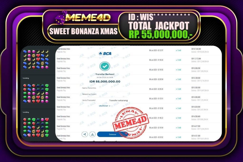 Bukti Jp MEME4D Slot Online 05 Juni 2025
