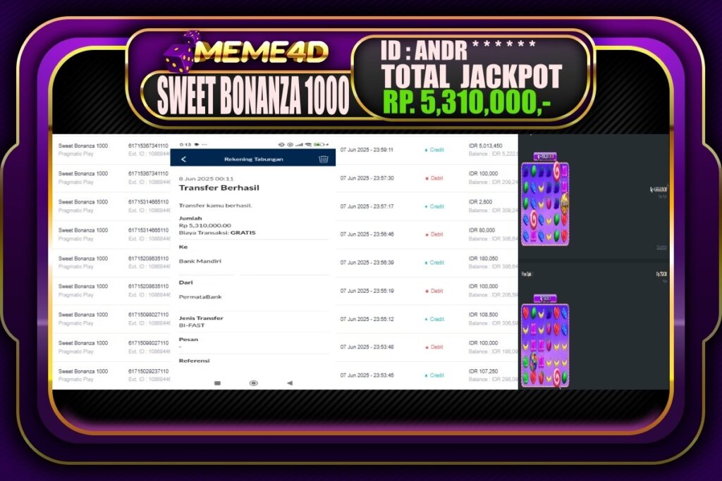 Bukti Jp MEME4D Slot Online 08 Juni 2025