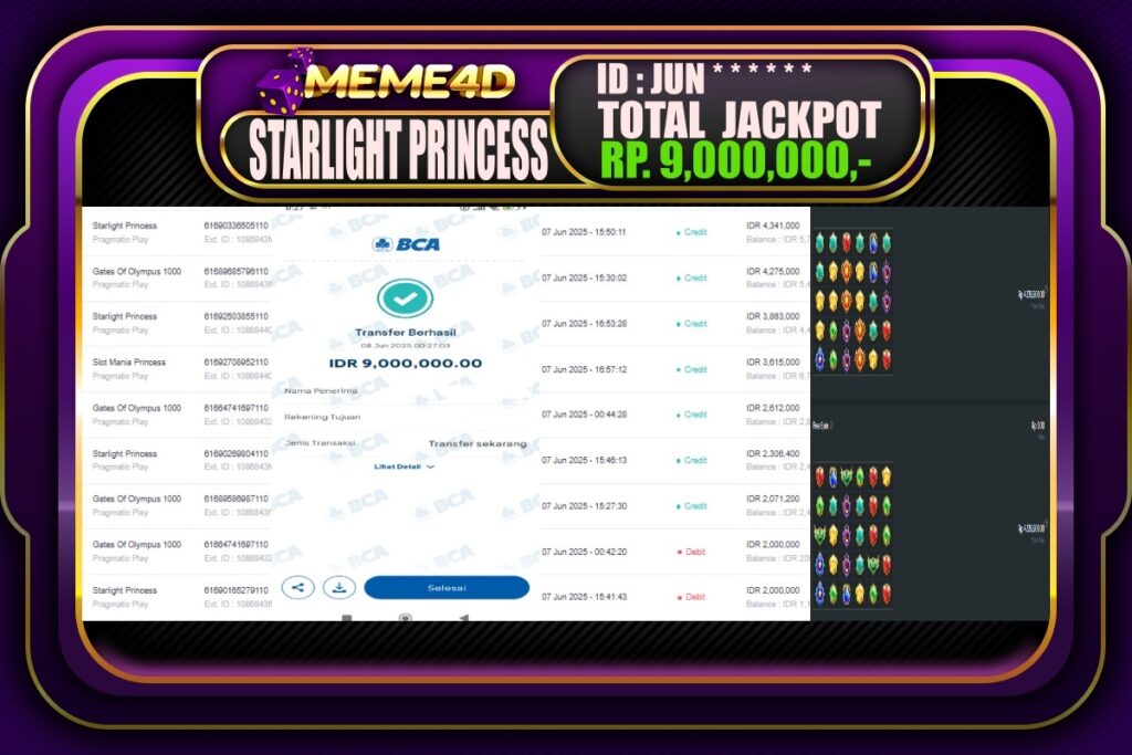 Bukti Jp MEME4D Slot Online 08 Juni 2025