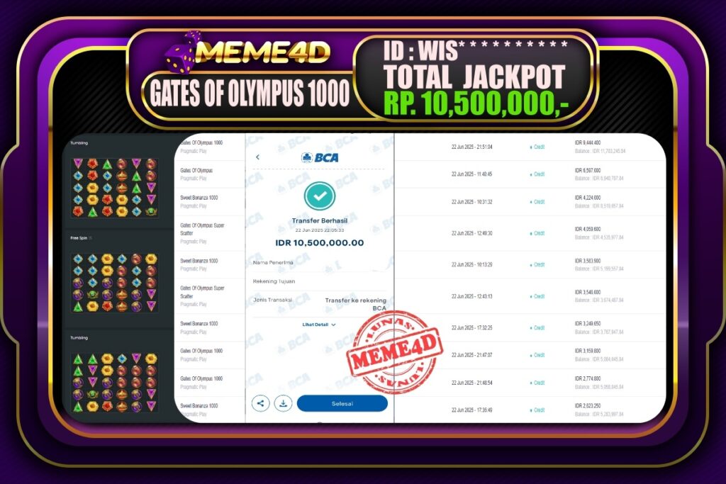 Bukti Jp MEME4D Slot Online 23 Juni 2025