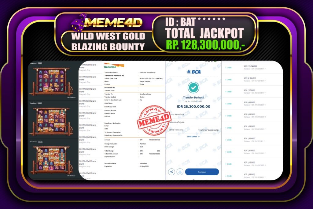 Bukti Jp MEME4D Slot Online 06 Juli 2025