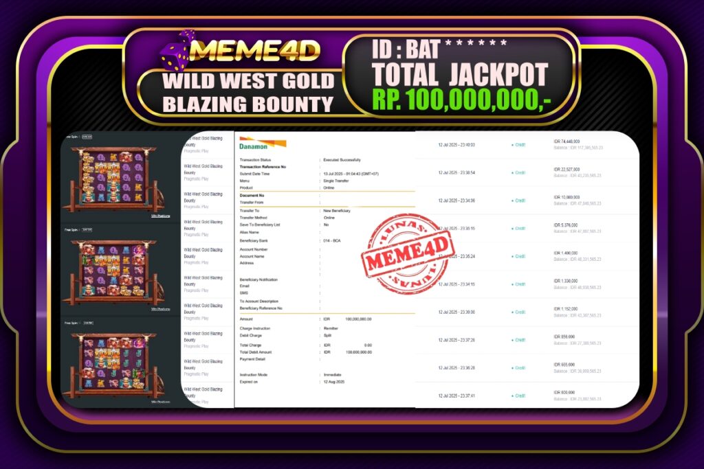 Bukti Jp MEME4D Slot Online 13 Juli 2025