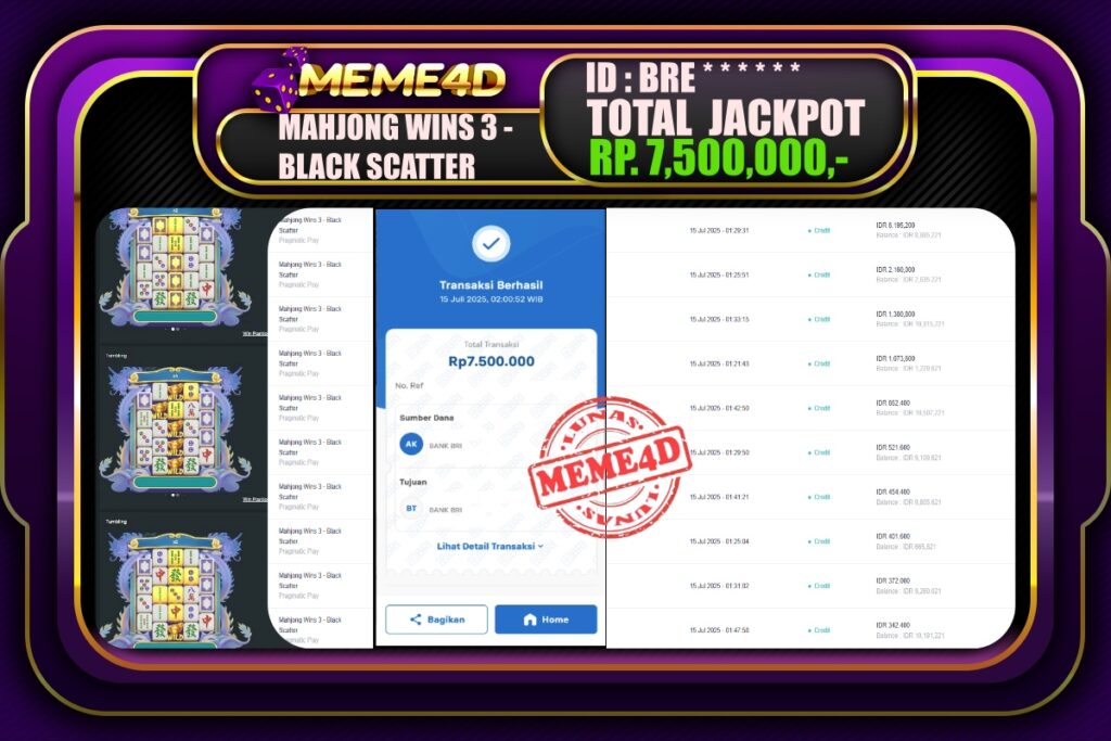 Bukti Jp MEME4D Slot Online 15 Juli 2025