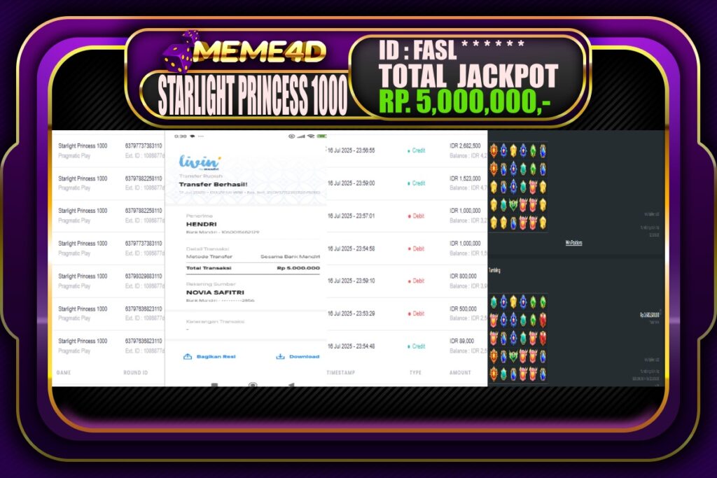 Bukti Jp MEME4D Slot Online 17 Juli 2025