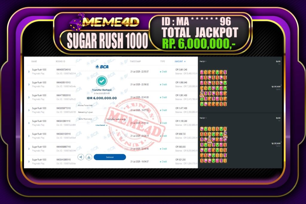 Bukti Jp MEME4D Slot Online 22 Juli 2025