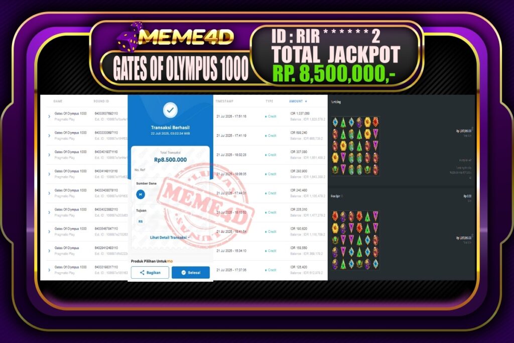 Bukti Jp MEME4D Slot Online 22 Juli 2025
