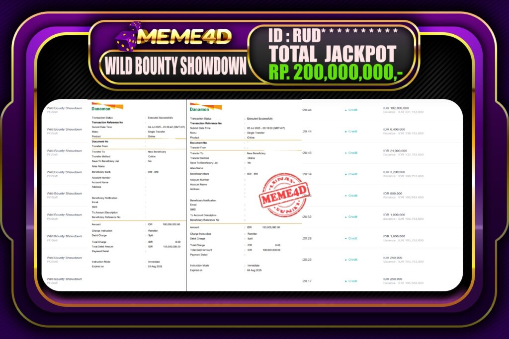 Bukti Jp MEME4D Slot Online 05 Juli 2025