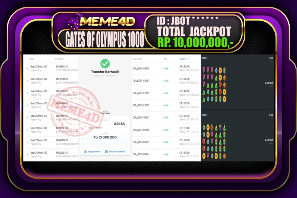 Bukti Jp MEME4D Slot Online 03 AGUSTUS 2025