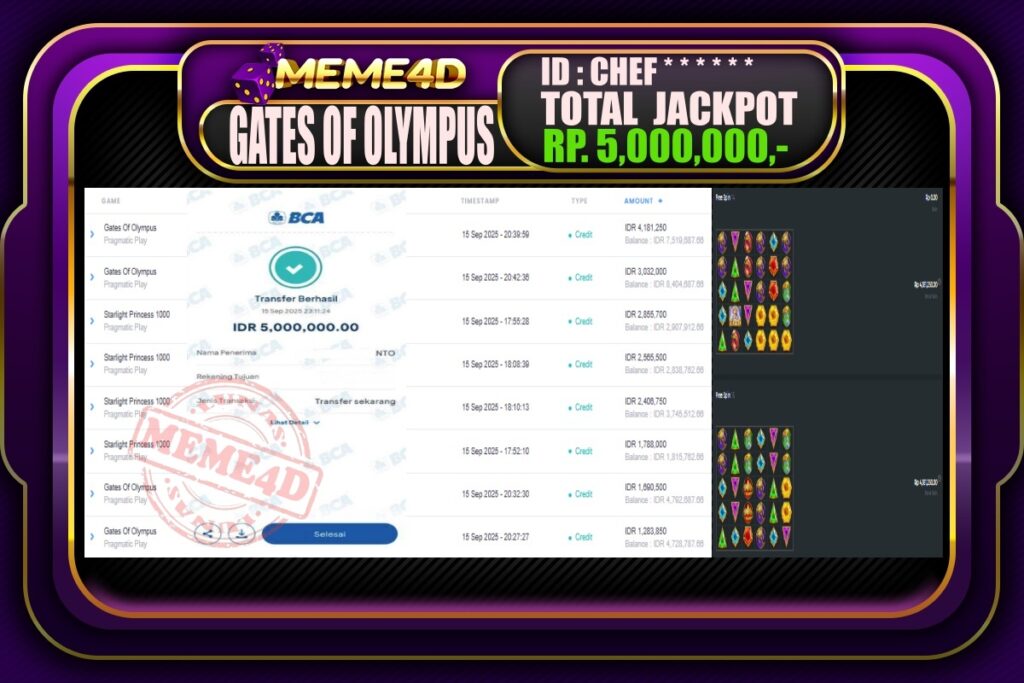 Bukti Jp MEME4D Slot Online 16 September 2025