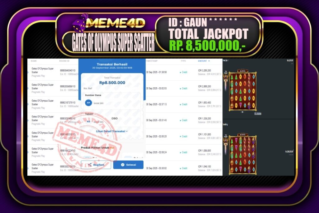 Bukti Jp MEME4D Slot Online 30 September 2025