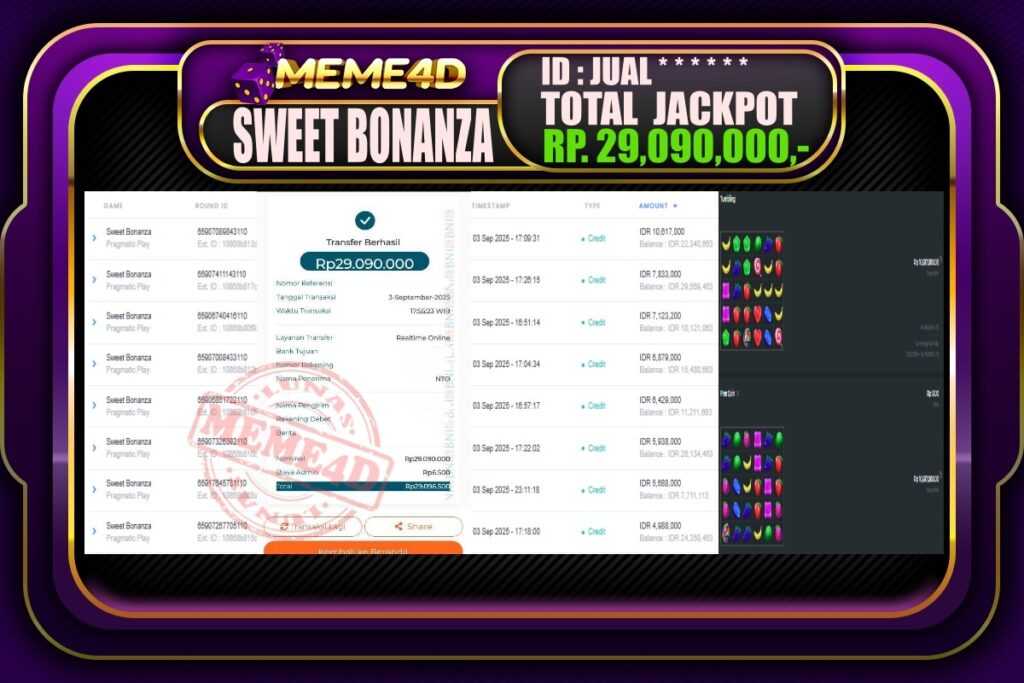 Bukti Jp MEME4D Slot Online 04 September 2025