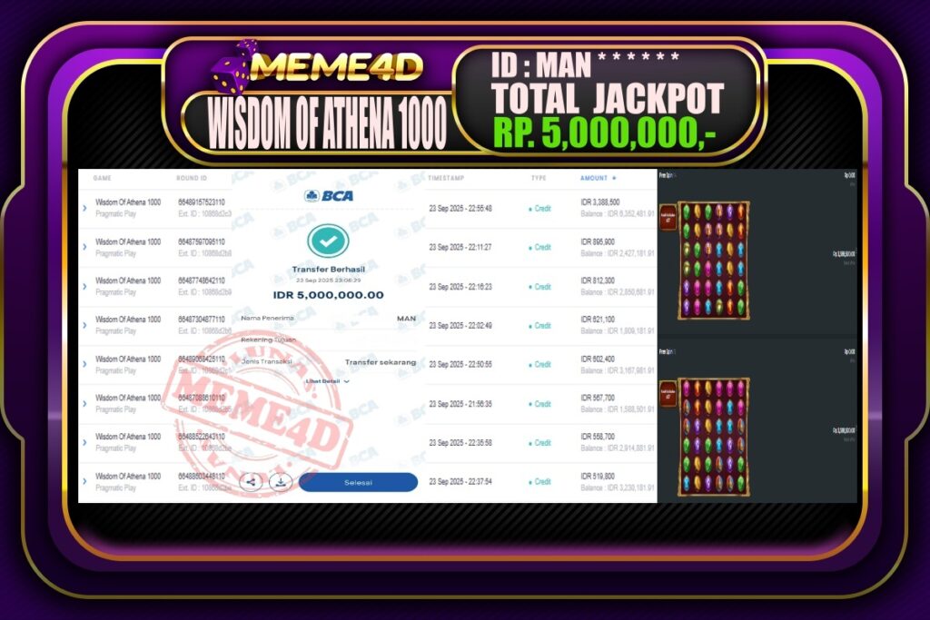 Bukti Jp MEME4D Slot Online 24 September 2025