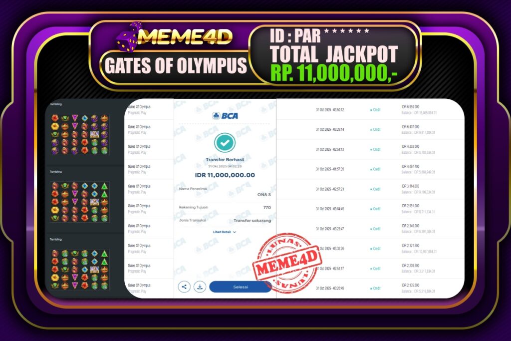 Bukti Jp MEME4D Slot Online 31 Oktober 2025