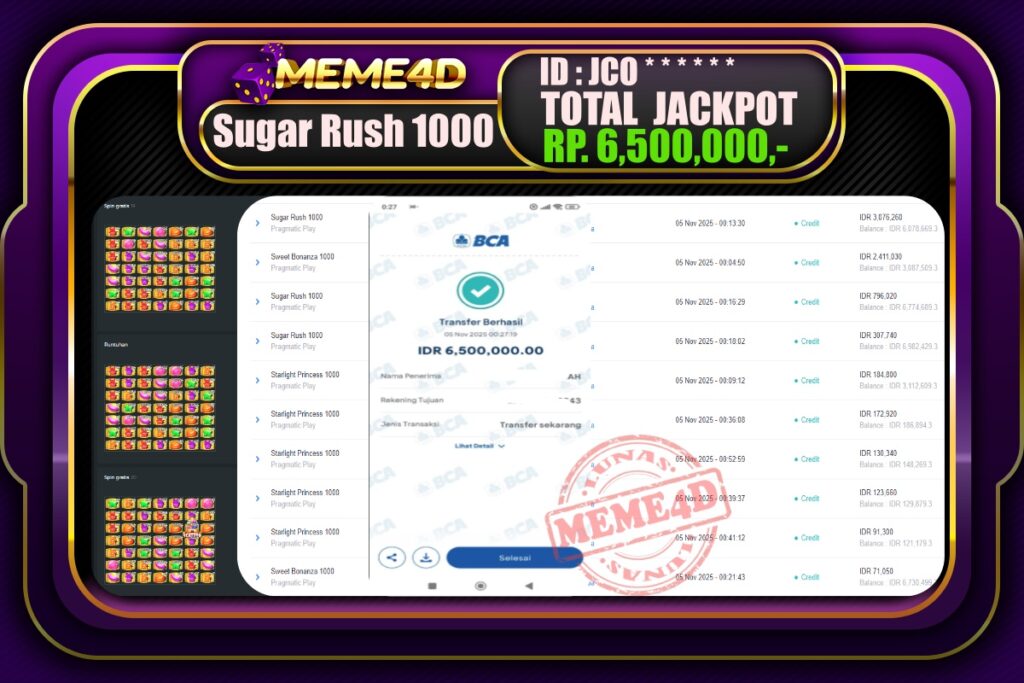Bukti Jp MEME4D Slot Online 05 November 2025