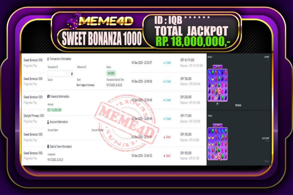 Bukti Jp MEME4D Slot Online 20 Desember 2025