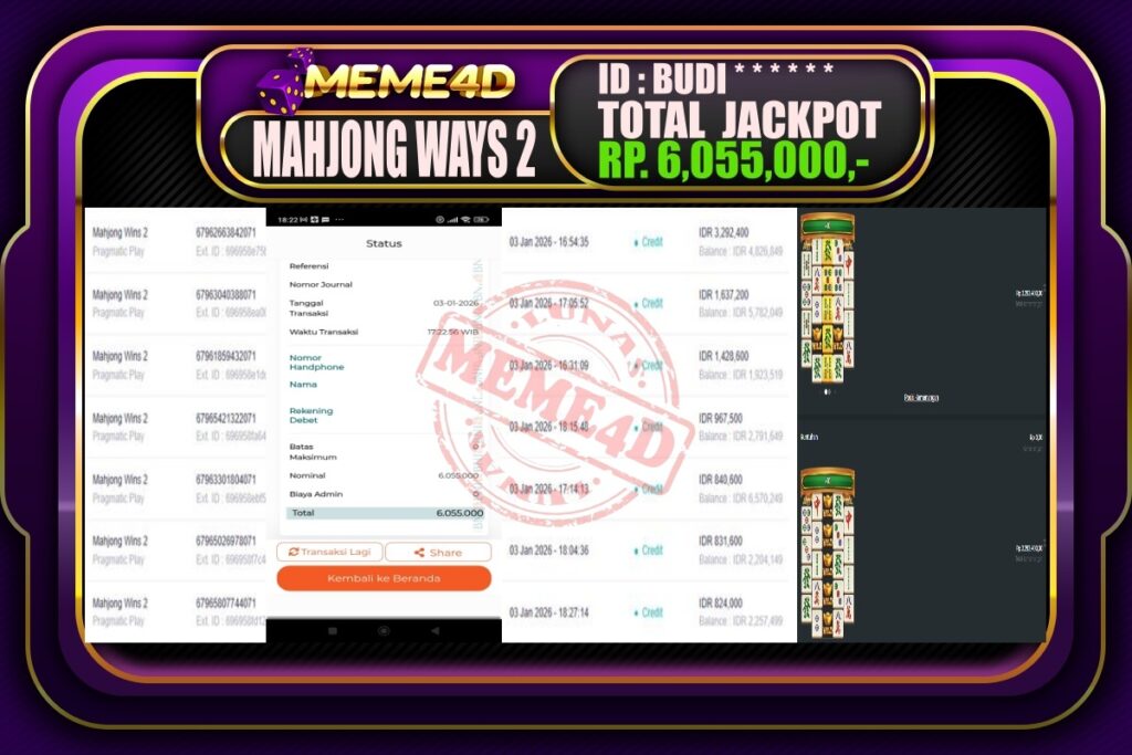 Bukti Jp MEME4D Slot Online 04 Januari 2026