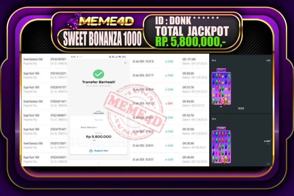 Bukti Jp MEME4D Slot Online 03 Januari 2026
