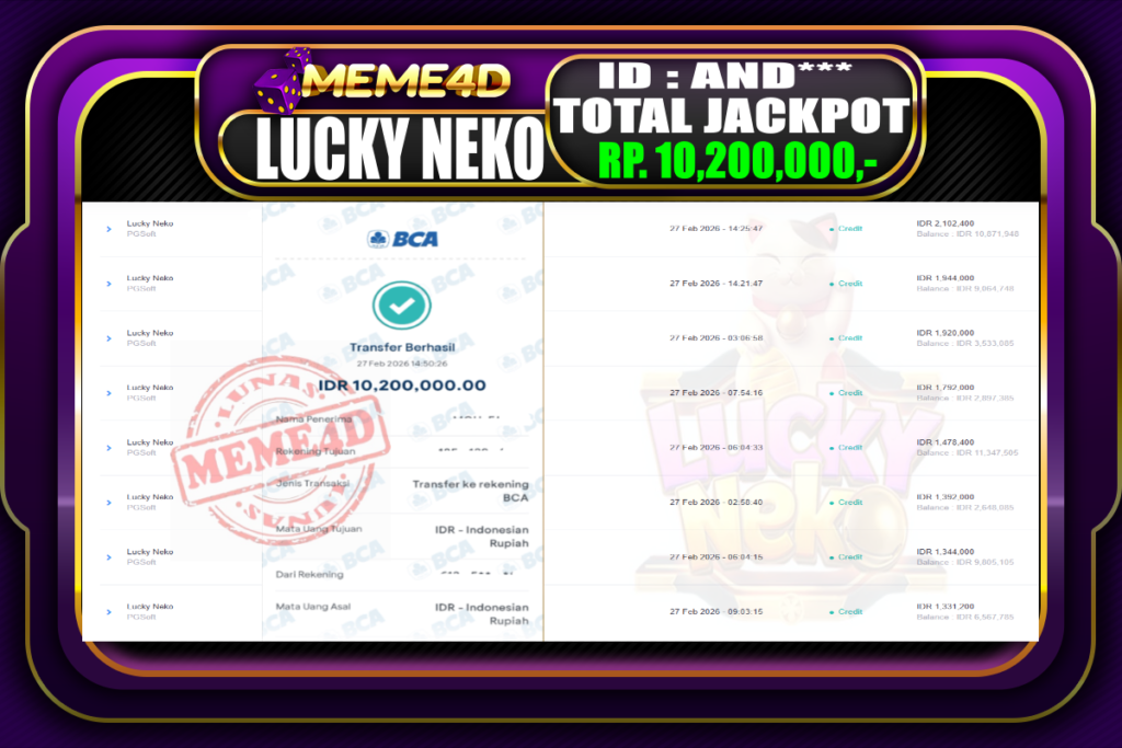 Bukti Jp MEME4D Slot Online 27 February 2026
