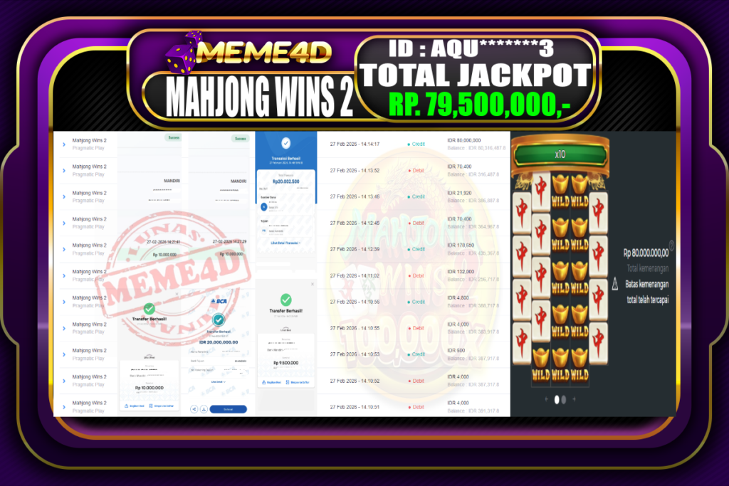 Bukti Jp MEME4D Slot Online 27 February 2026