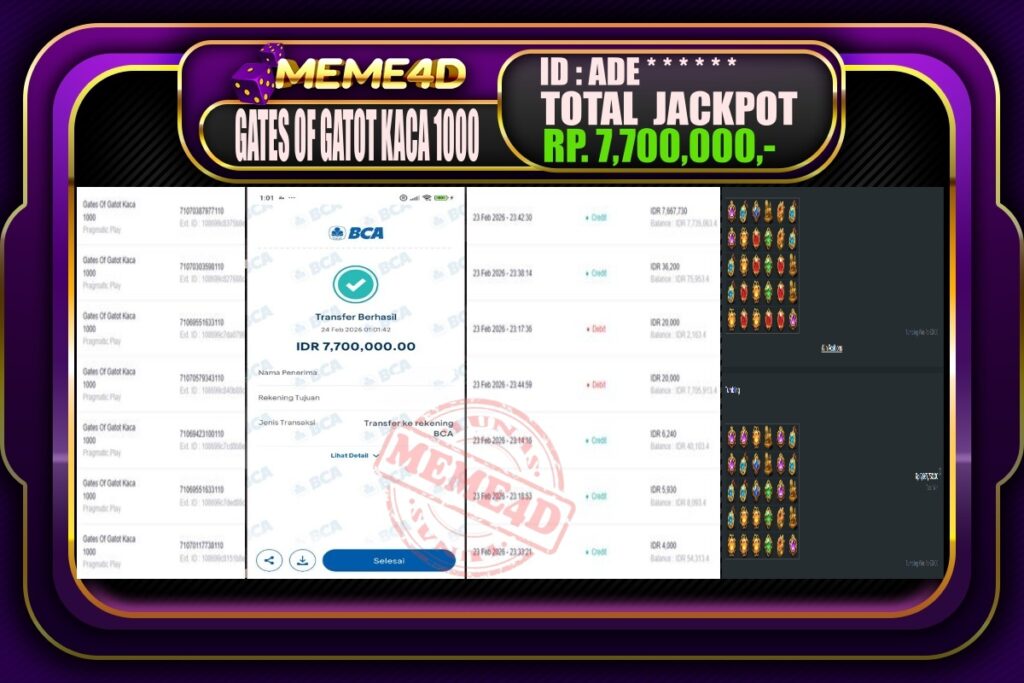 Bukti Jp MEME4D Slot Online 24 February 2026