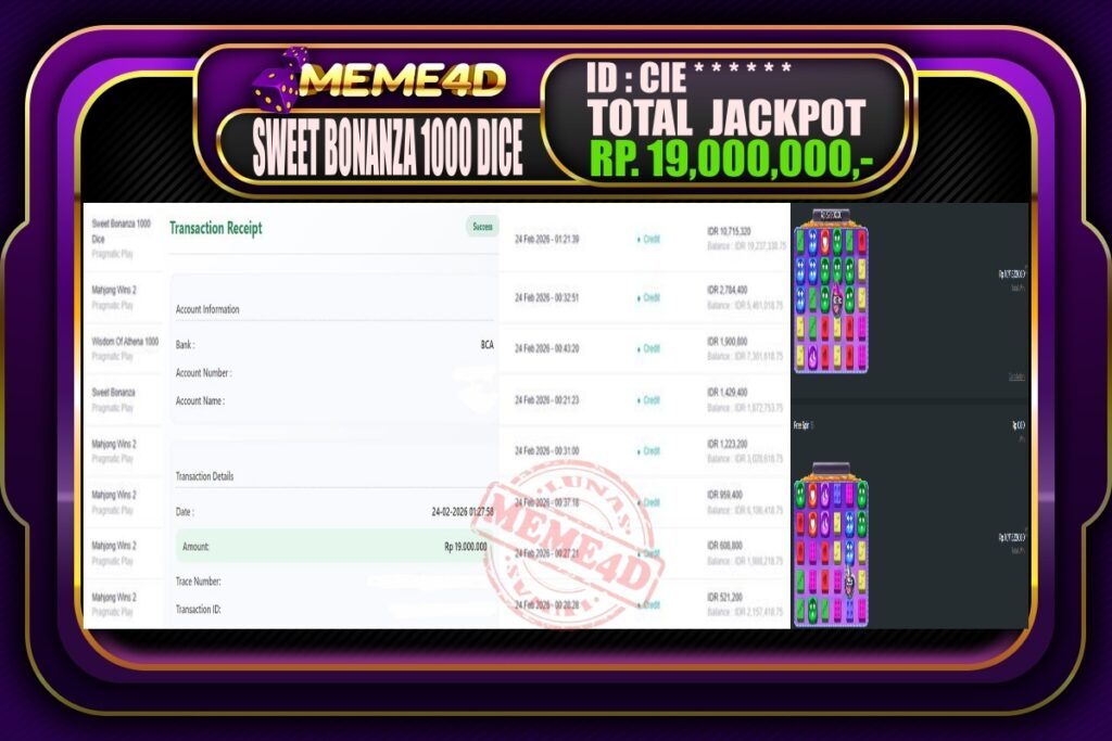 Bukti Jp MEME4D Slot Online 24 February 2026