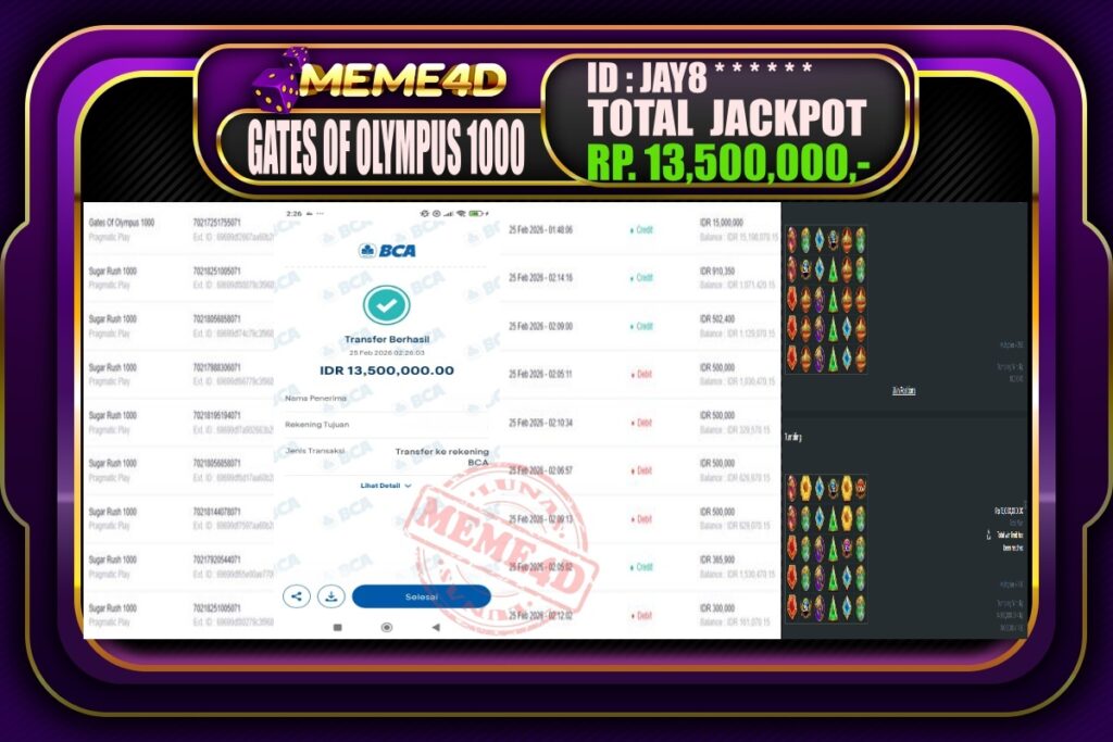 Bukti Jp MEME4D Slot Online 25 February 2026