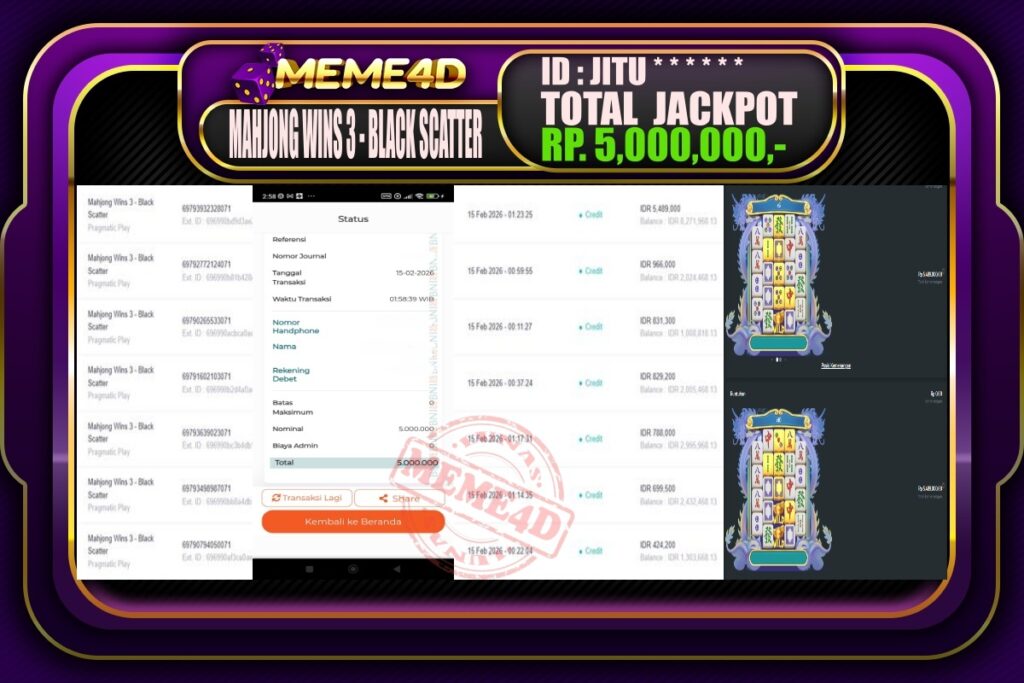 Bukti Jp MEME4D Slot Online 15 February 2026