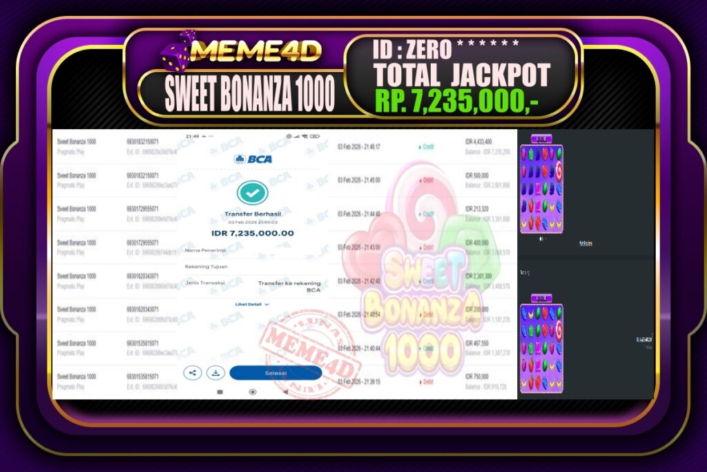 Bukti Jp MEME4D Slot Online 04 February 2026