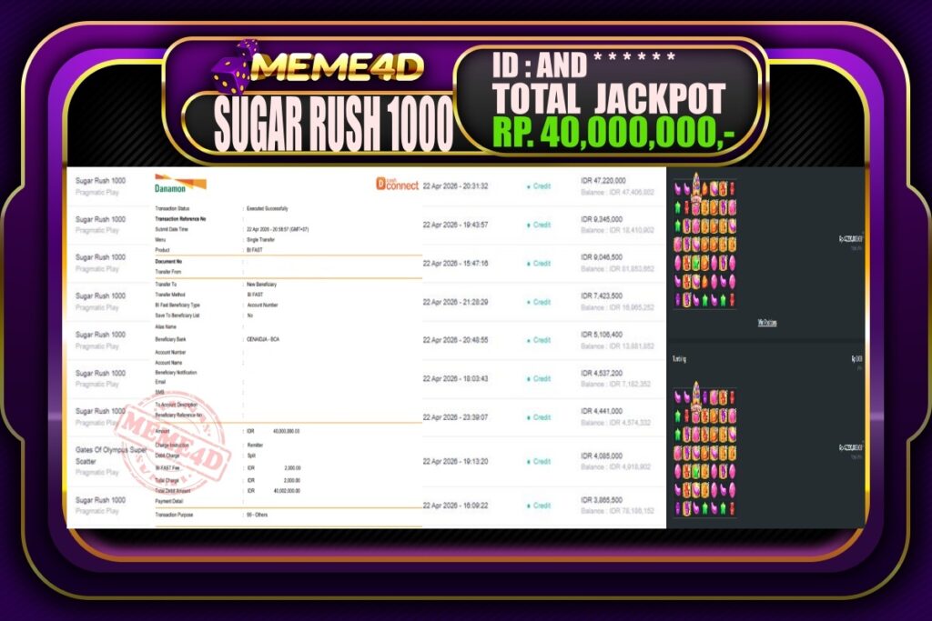 Bukti Jp MEME4D Slot Online 23 April 2026