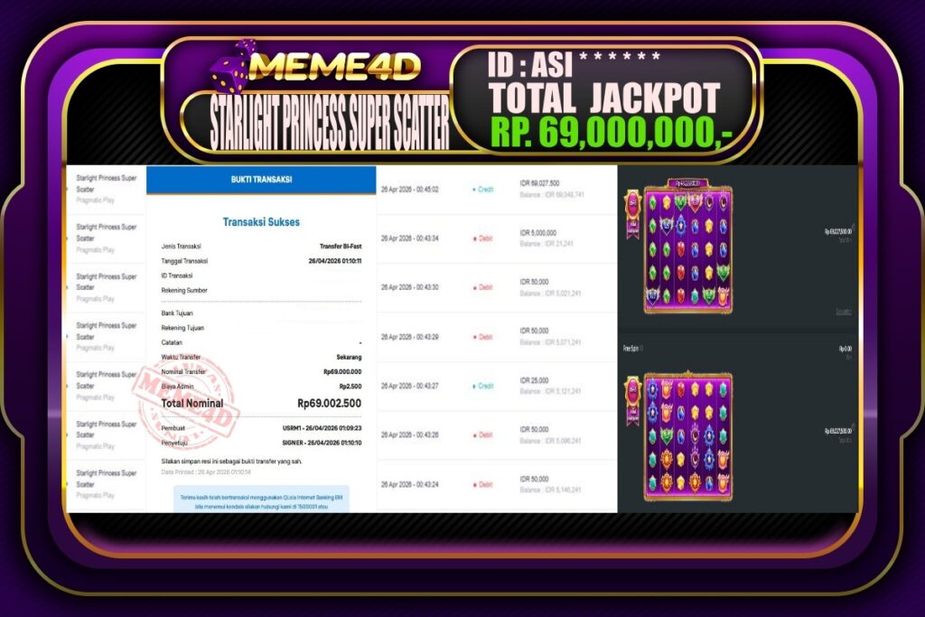 Bukti Jp MEME4D Slot Online 26 April 2026