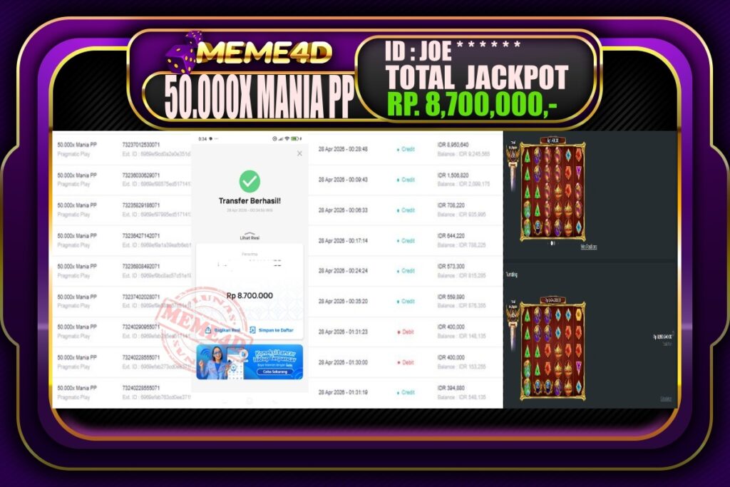 Bukti Jp MEME4D Slot Online 28 April 2026