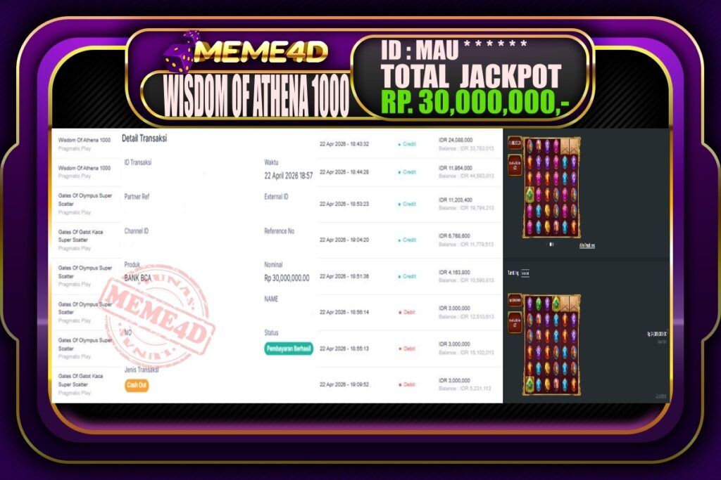 Bukti Jp MEME4D Slot Online 23 April 2026