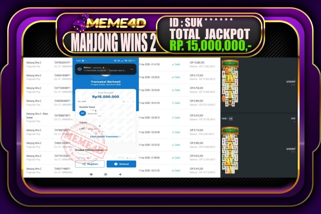 Bukti Jp MEME4D Slot Online 11 April 2026