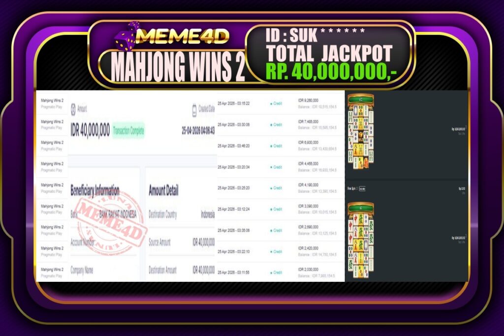 Bukti Jp MEME4D Slot Online 25 April 2026