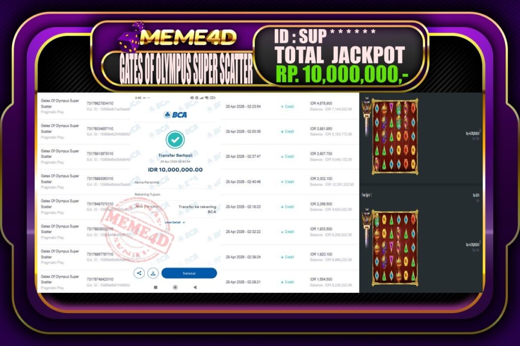 Bukti Jp MEME4D Slot Online 28 April 2026