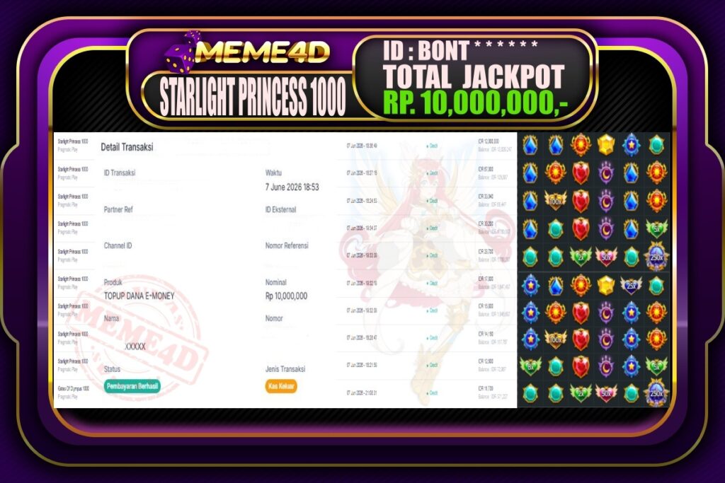 Bukti Jp MEME4D Slot Online 08 Juni 2026