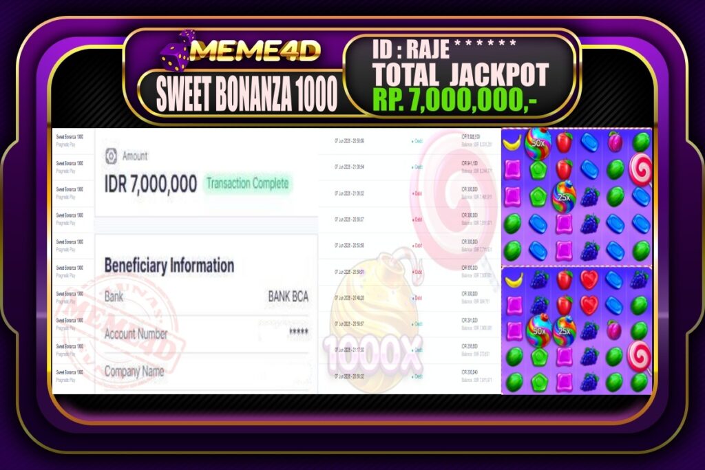 Bukti Jp MEME4D Slot Online 09 Juni 2026